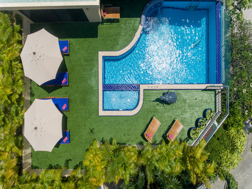 Secluded sun bathing and infinity pool