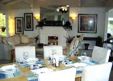 View from open kitchen to dining/family/bar area