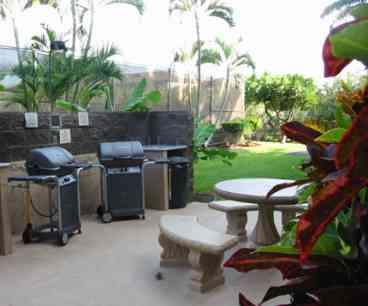 Our gas grills are cleaned daily. This is a social area each evening.