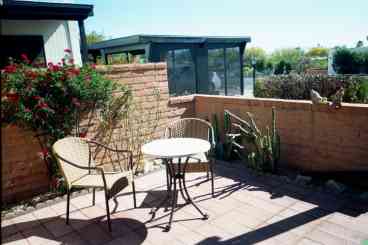 Front patio facing east with a partial
mountain view.