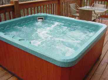 Hot tub on main level deck