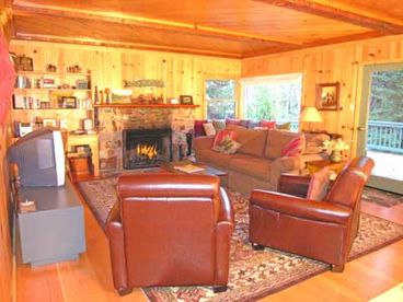 Warm and Cozy with a wwod burning fireplace and a lovely view of Lake Tahoe