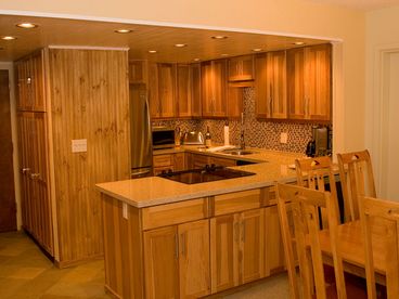 Newly remodeled kitchen in the summer of 2008 to include a 2-zone wine cooler.