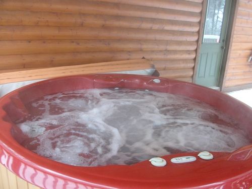 Hot tubs are drained and sanitized after every guest stay. Enjoy your private hot tub oasis on the deck of your cabin.