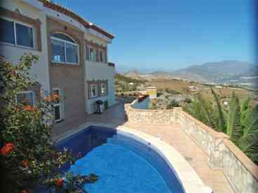 Rustic, Spanish villa with private pool, terraces, sea and mountain views