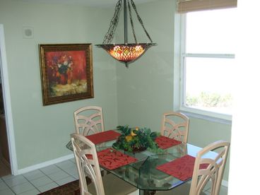 Large dining area with view.
