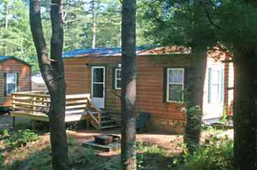 Interior of Cabin showing Kitchen and Loft area.