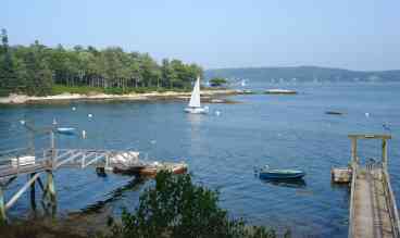 Cove views from the porch, our dock on right