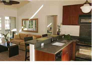 View from front door onto kitchen and living room