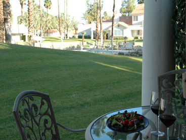 Back patio view overlooking the swimming pool