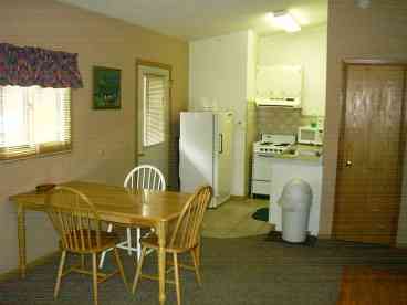 Kitchen and table area in room 2