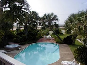 View of the Pool and Hot Tub from the Side Deck