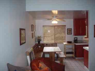 Tile floor, new dining table, room for all!
