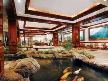 MAIN LOBBY, KOI POND, WATER FALL & CHECK-IN DESK