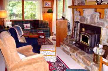 Recliner & easy chair with ottoman to curl up in front of the wood burning stove (wood provided) to catch a nap or read a good book.  