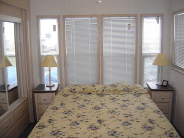 One bedroom; Sofa in livingroom is sleepsofa and sleeps two more.