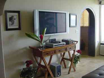 Built in plasma TV with DVD/CD and surround sound