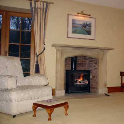Comfortable lounge with wood burning stove