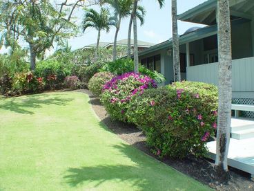 Hawaiian Hibiscus home distance to Ocean.  This home is in Kiahuna golf at Poipu Beach.