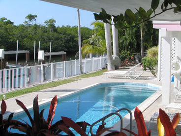 This backyard is so peaceful and relaxing.  The pool has south/southwest exposure, so the pool has sun throughout most of the day.  