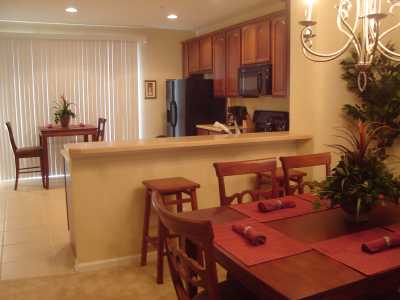 The dining room and kitchen offer a sophisticated eating environment. For an extra fee we will even do your grocery shopping!