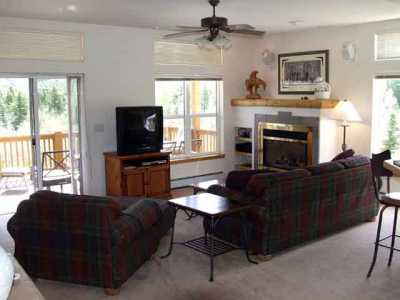 Our living room with gas fireplace and home entertainment center