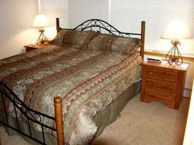 The master bedroom with king bed
