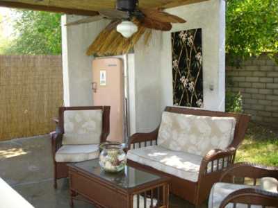 Front of House- large private courtyard faces San Jacinto mountains.