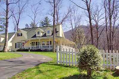 Chatahoochee National Forest backdrop overlooks the peaceful wooded garden