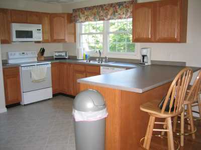 A view into the spacious kitchen