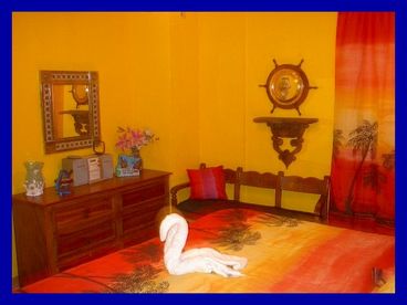King-size bed with dresser!