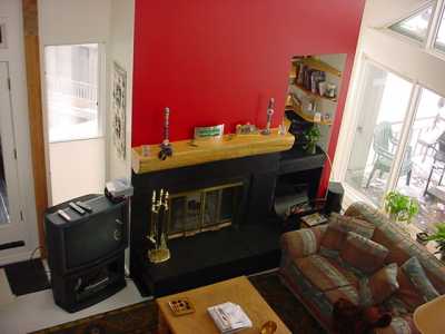 Living room fireplace from loft