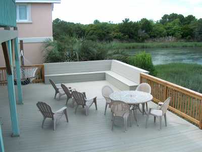 Large rear deck on the water with hammock