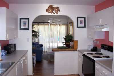 Has a full kitchen and dining room.