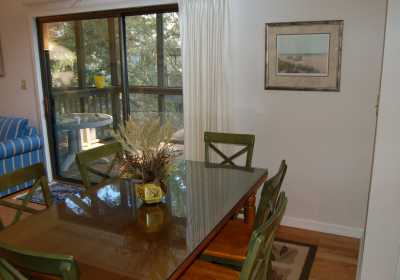 Dining Room table seats six comfortably.