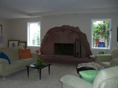 Living room with fireplace.