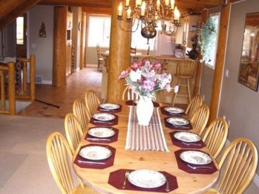 Large dining room table seats 10, plus bar stools, and don\'t forget the breakfast table which overlooks ski runs.  