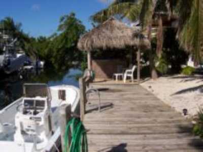Dock On Canal With Tiki Hut