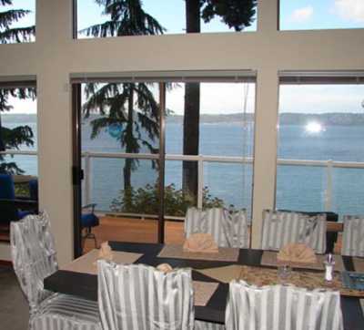 The dining area offers great water views as well.  