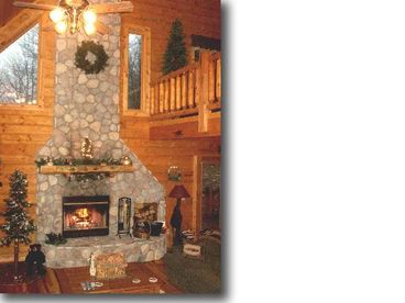 Gorgeous 2 Story stone wood burning fireplace in Great Room