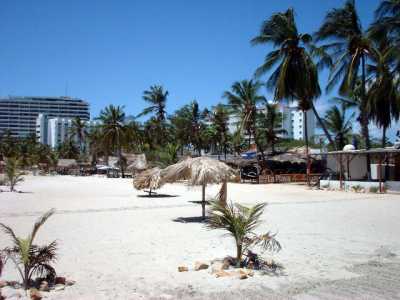 View of apartment block from beach