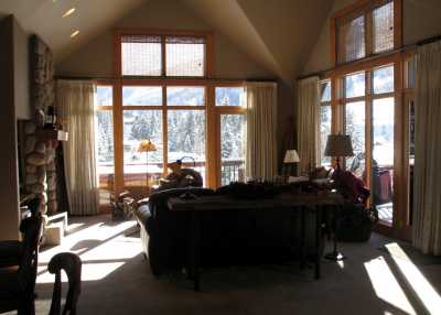 View of Living Area & Floor to ceiling windows from front door