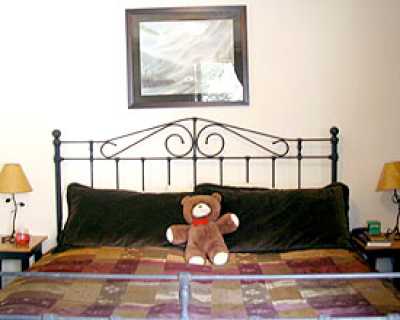 Have a great night's sleep in this cozy king bed. This Master Bedroom has a deck that offers captivating views of area mountain ranges.