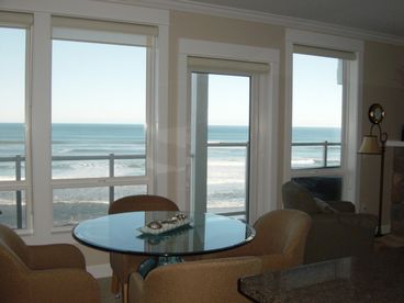 Great room design in this luxury property has incredible oceanfront views