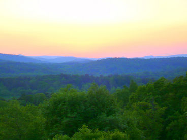 This is the view of the Cohutta Wilderness Area Mountain Range from the porch at Big Sky Lodge.  