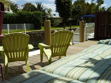 Sitting on the Sun Bed looking across Tarpon River.