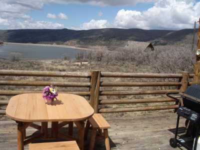 Enjoy a picnic or barbeque on the deck.  The cabin is at 7500\' elevation, so summers are nice and cool.