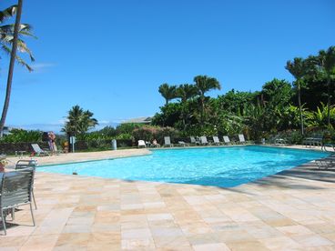 Poipu Sands has a large heated pool a few steps away from the condo