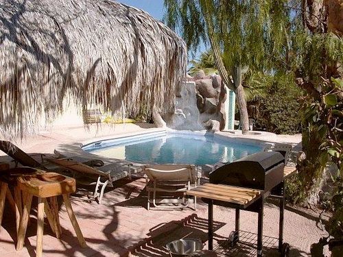 One of the two swimming pools with BBQ, shady Palapa, a bar and plenty of lawn chairs.
The pool has ioniozed water with no chemicals what so ever