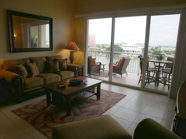 Living Room with bayfront balcony